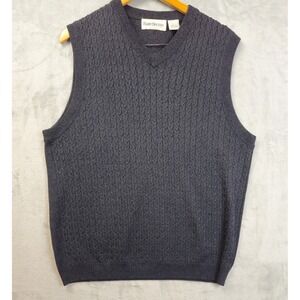 Vintage Barry Bricken Sweater Vest Mens Large Silk Cable Knit V Neck Charcoal